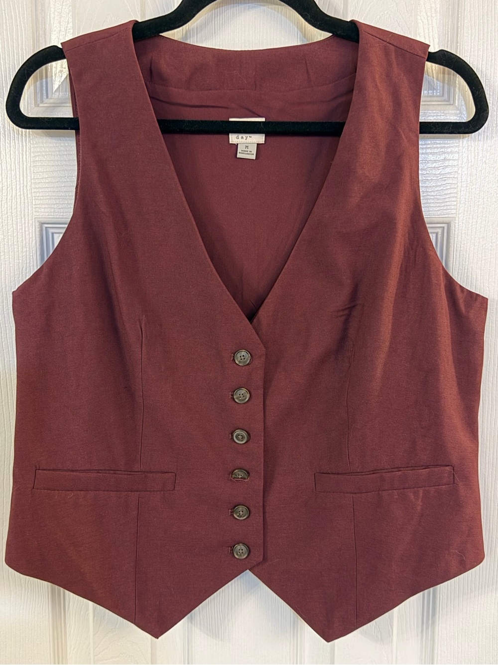 A New Day Burgundy Tailored Suit Vest Waistcoat Button Front M